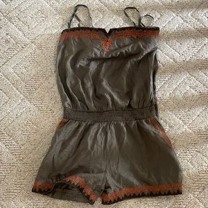 Brown/Green Romper with Orange Threading